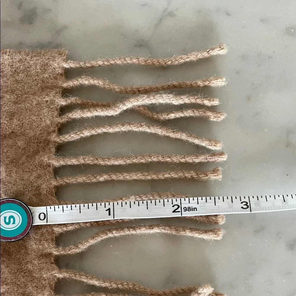 POLO RALPH LAUREN Camel Fringe Lambswool Scarf Vintage